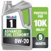 Mobil 1 Advanced Fuel Economy Full Synthetic Motor Oil 0W-20, 5 qt
