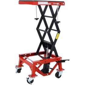 300 lbs Hydraulic Motorcycle Scissor Jack Lift Foot Step Wheels for Small Dirt Bikes,red color