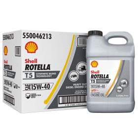 Shell Rotella T5 Synthetic Blend 15W-40 Diesel Engine Oil, 2.5 Gallon, 2-Pack Case
