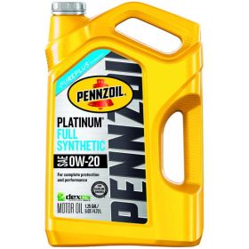 Pennzoil Platinum Full Synthetic 0W-20 Motor Oil, 5-Quart