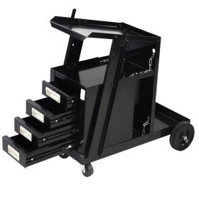4 Drawers Portable Wheels Steel Welding Cart Black