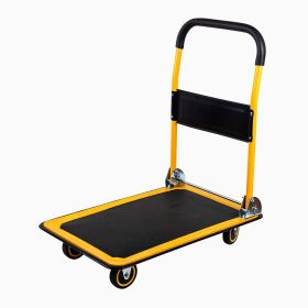 660 lbs. Capacity Platform Truck Hand Flatbed Cart Dolly Folding Moving Push Heavy Duty Rolling Cart in Yellow