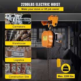 VEVOR Lift Electric Hoist Electric Winch 2200lbs Remote Control 10ft Lift Height