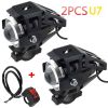 Motorcycle Headlight Cree U7 DRL Fog Lights Driving Running Light with Angel Eyes Lights Ring Front Spotlight Strobe Flashing White Light and Switch