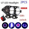 Motorcycle Headlight Cree U7 DRL Fog Lights Driving Running Light with Angel Eyes Lights Ring Front Spotlight Strobe Flashing White Light and Switch