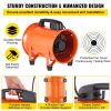 Heavy Duty Cylinder Fan with 10m Vinyl Hose High Velocity Portable Utility Blower/Exhaust Axial Hose Fan 8-Inch Orange