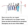 Stainless steel long distance car emergency Key Hook tool O-handle Kit 26-piece wedge airbag wrench combination tool