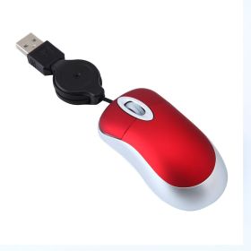 Radio And Television Mouse Wired Small And Cute Girl Creative Computer Peripherals Notebook Usb Telescopic Cable Radio And Television Mouse (Color: Red)