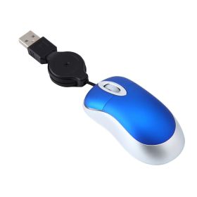 Radio And Television Mouse Wired Small And Cute Girl Creative Computer Peripherals Notebook Usb Telescopic Cable Radio And Television Mouse (Color: Blue)
