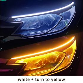 Motorcycle Water Turning Light Bar Tail Light (Option: White  turn to yellow-30cm in length 1.5cm in width)