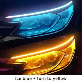 Motorcycle Water Turning Light Bar Tail Light (Option: Blue turn to yellow-30cm in length 1.5cm in width)
