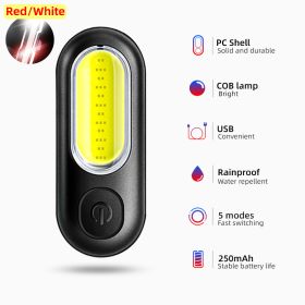 Mountain Bike Riding Tail Light USB Charging Warning Light (Option: Red and white taillights)