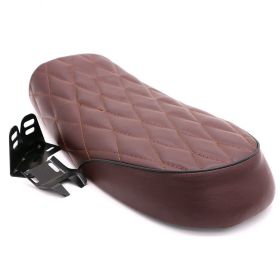 Retro modified diamond cushion for motorcycle cushion (Color: Brown)
