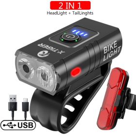 USB rechargeable outdoor waterproof light power display mountain night riding light (Option: Small-Double lamp)