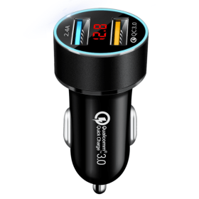 LED digital display car charger (Option: Black QC3.0 2.4A)
