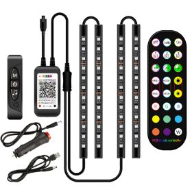 Styling Decorative Lamp LED Car Interior Light Waterproof Ambient Lamp Of Wireless Remote Music Control Car RGB Strip Lights (Option: 18lamp-12V)