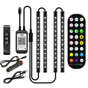 Styling Decorative Lamp LED Car Interior Light Waterproof Ambient Lamp Of Wireless Remote Music Control Car RGB Strip Lights (Option: 18lamp-12V)