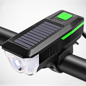 Bicycle Torch Horn USB Solar Headlight (Color: Green)