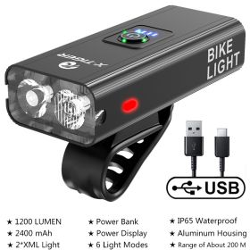 USB rechargeable outdoor waterproof light power display mountain night riding light (Option: Large-Single lamp)