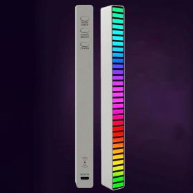 New Car Sound Control Light RGB Voice-Activated Music Rhythm Ambient Light With 32 LED 18 Colors Car Home Decoration Lamp (Color: Silver)