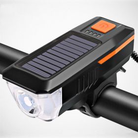 Bicycle Torch Horn USB Solar Headlight (Color: Orange)