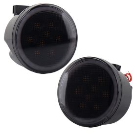 Suitable For Wrangler Modified LED Car Center Grid Lights Turn Signal Warning Wide Signal Lights (Option: Yellow-1pair)