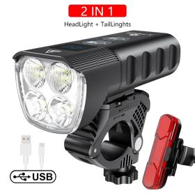 USB rechargeable outdoor waterproof light power display mountain night riding light (Option: 2style-Double lamp)