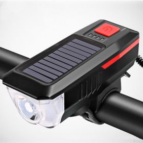 Bicycle Torch Horn USB Solar Headlight (Color: Red)