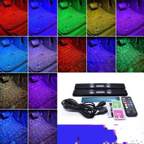 Decoration Ambience Light Car Charging Sole Modification Wireless Colorful Voice Control Atmosphere (Option: Rechargeable Full English)